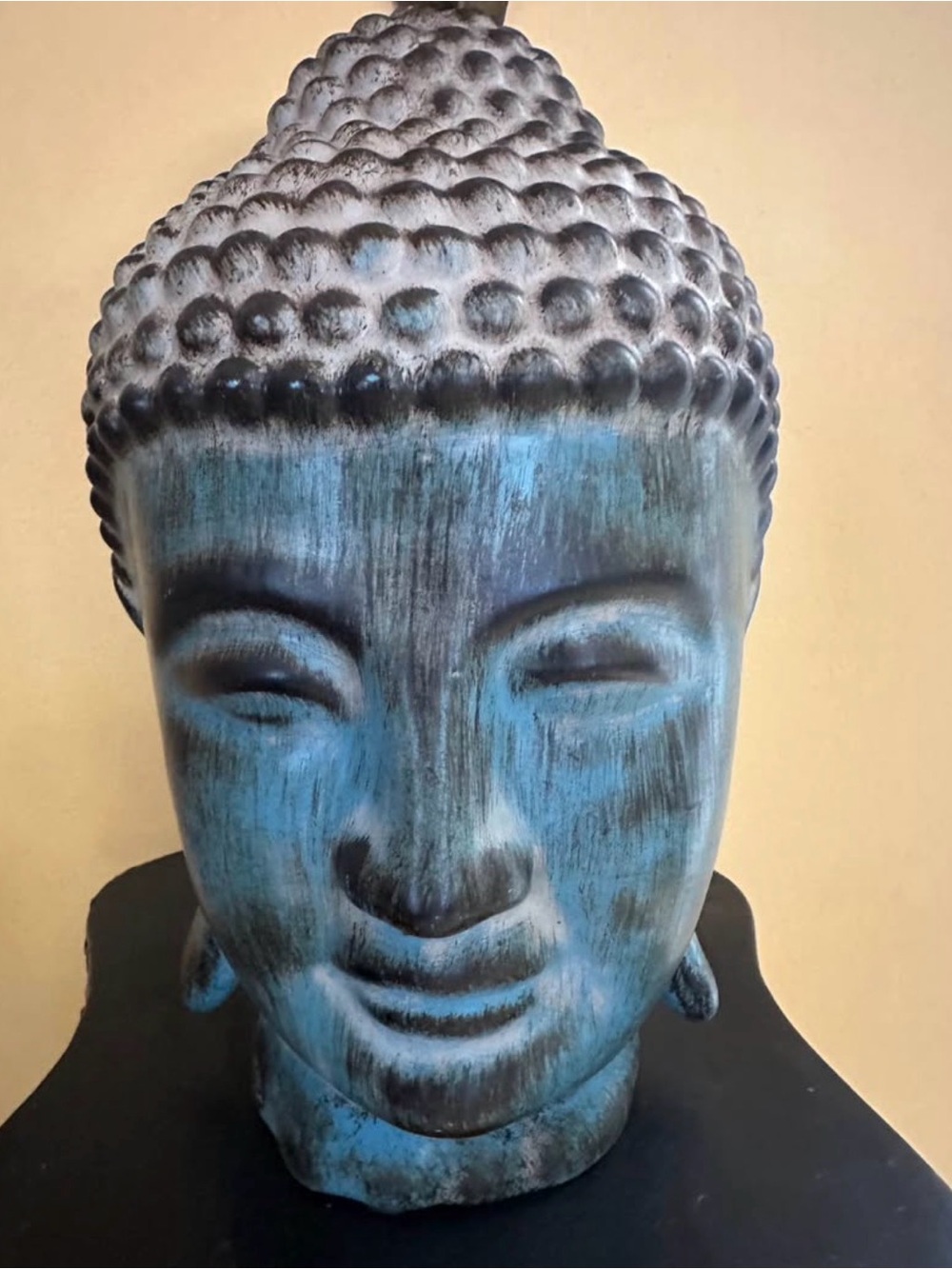 Large Blue Stone Buddha Head Bust Statue – Zen Home Décor Meditation Sculpture